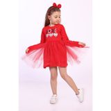 Toontoy Kız Çocuk Love Kalp Baskılı Elbise