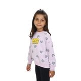 TOONTOY Kız Çocuk Love Kalp Baskılı Sweatshirt Açık Lila, 4 Yaş, 24755, Açık Lila, kız-çocuk