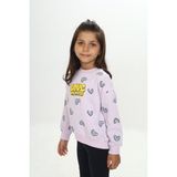 Toontoy Kız Çocuk Love Kalp Baskılı Sweatshirt - Açık Lila - 4 Yaş