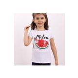 TOONTOY Kız Çocuk Melon Baskılı Karpuz Nakışlı Tişört 4 Yaş, 4 Yaş, 10821-1, Beyaz, Kız Çocuklar