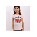 TOONTOY Kız Çocuk Melon Baskılı Karpuz Nakışlı Tişört 6 Yaş, 6 Yaş, 10821-1, Pudra, Kız çocuk