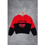 Toontoy Kız Çocuk Mıamı Baskılı Sweatshirt - 8 Yaş - Kırmızı