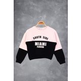 Toontoy Kız Çocuk Mıamı Baskılı Sweatshirt Pudra 12 YAŞ