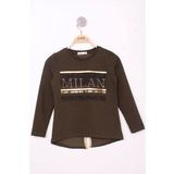 Toontoy Kız Çocuk Milan Baskılı Sweatshirt - Antrasit Melanj - 10 Yaş