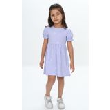 Toontoy Kız Çocuk Mini Fiyonk Baskılı Elbise Mavi 2 YAŞ