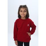 Toontoy Kız Çocuk Mini Kalp Baskılı Sweatshirt - Bordo - 2 Yaş