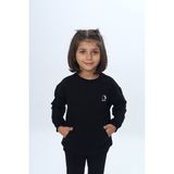 Toontoy Kız Çocuk Mini Kalp Baskılı Sweatshirt - Siyah - 3 Yaş