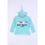 Toontoy Kız Çocuk My Best Friends Baskılı T-Shirt - 1 Yaş - Mint
