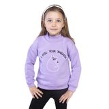 Toontoy Kız Çocuk Nakışlı Balıkçı Yaka Pamuklu Sweatshirt Lila 2 YAŞ