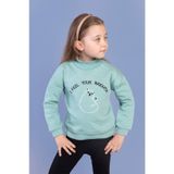 Toontoy Kız Çocuk Nakışlı Balıkçı Yaka Pamuklu Sweatshirt