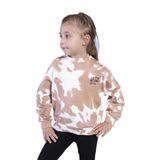 Toontoy Kız Çocuk Nakışlı Batik Desenli Sweatshirt Kahverengi 5 YAŞ