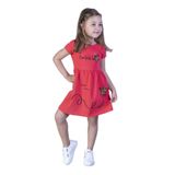 Toontoy Kız Çocuk Nakışlı Çift Taraflı Pul Işlemeli Elbise - 1 Yaş - Nar Çiçeği