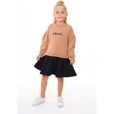 Toontoy Kız Çocuk Nakışlı Elbise - 3 Yaş - Kahverengi