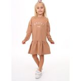 Toontoy Kız Çocuk Nakışlı Elbise - 7 Yaş - Kahverengi