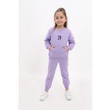 Toontoy Kız Çocuk Nakışlı Eşofman Takım Lila 2 YAŞ