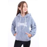 TOONTOY Kız Çocuk Nakışlı Kapüşonlu Sweatshirt, 8-9 Yaş, 22623, Gri, kız-çocuk