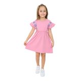 Toontoy Kız Çocuk Nakışlı Kol Fırfır Detaylı Elbise Gül Kurusu 5 YAŞ