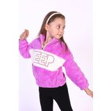 Toontoy Kız Çocuk Nakışlı Peluş Sweatshirt Mor 4 YAŞ