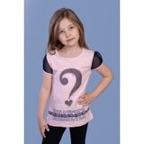 Toontoy Kız Çocuk Nakışlı Taş Işlemeli Tişört - 7 Yaş - Pembe Melanj