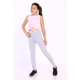 Toontoy Kız Çocuk Nakışlı Tayt Gri Melanj 10-11 YAŞ