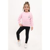 Toontoy Kız Çocuk Nakışlı Taytlı Takım - 5 Yaş - Açık Pembe