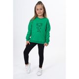 Toontoy Kız Çocuk Nakışlı Taytlı Takım Çimen Yeşili 2 YAŞ