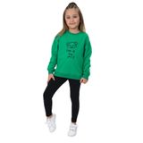 Toontoy Kız Çocuk Nakışlı Taytlı Takım Çimen Yeşili 4 YAŞ