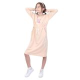 TOONTOY Kız Çocuk Neon Baskılı Elbise, 13-14 Yaş, 22681, Bej, Kız Çocuklar