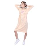 TOONTOY Kız Çocuk Neon Baskılı Elbise, 6-7 Yaş, 22681, Bej, Kız Çocuklar