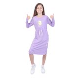 TOONTOY Kız Çocuk Neon Baskılı Elbise, 6-7 Yaş, 22681, Lila, Kız Çocuklar