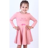 Toontoy Kız Çocuk Neon Lover Nakışlı Elbise - 3 Yaş - Somon