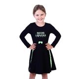 TOONTOY Kız Çocuk Neon Lover Nakışlı Elbise, 4 Yaş, 16499-, Siyah, Kız Çocuklar
