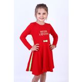 Toontoy Kız Çocuk Neon Lover Nakışlı Elbise - 5 Yaş - Kırmızı