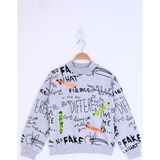 Toontoy Kız Çocuk Neon Şerit Detaylı Baskılı Sweatshirt - 8 Yaş - Gri