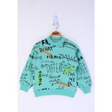 Toontoy Kız Çocuk Neon Şerit Detaylı Baskılı Sweatshirt - 8 Yaş - Mint