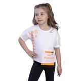 Toontoy Kız Çocuk Neon Uyumlu Cep Detaylı Baskılı Tişört - 5 Yaş - Ekru