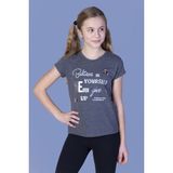 Toontoy Kız Çocuk Never Pullu Baskılı T-shirt - 6 Yaş - Antrasit Melanj