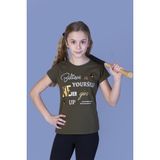 Toontoy Kız Çocuk Never Pullu Baskılı T-shirt - 6 Yaş - Haki