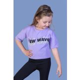 Toontoy Kız Çocuk New Wave Baskılı Taş Işlemeli Tişört - 5 Yaş - Lila