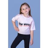 Toontoy Kız Çocuk New Wave Baskılı Taş Işlemeli Tişört - 5 Yaş - Pudra