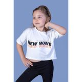 Toontoy Kız Çocuk New Wave Baskılı Taş Işlemeli Tişört - 7 Yaş - Ekru
