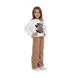 TOONTOY Kız Çocuk Nice Baskılı Eşofman Takım, 7 Yaş, 24752, Ekru, kız-çocuk