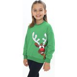 Toontoy Kız Çocuk Noel Baba Geyiği Baskılı Sweatshirt