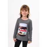 Toontoy Kız Çocuk Nutella Baskılı T-Shirt - 8 Yaş - Antrasit Melanj
