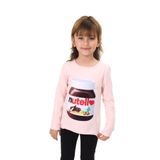 Toontoy Kız Çocuk Nutella Baskılı T-Shirt - 8 Yaş - Pudra