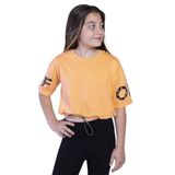 Toontoy Kız Çocuk Of Baskılı Crop Tişört Turuncu 10 YAŞ
