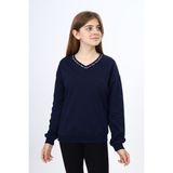 Toontoy Kız Çocuk Okul Baskılı Sweatshirt Lacivert 10-11 YAŞ