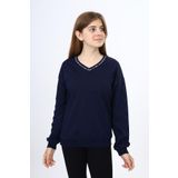 Toontoy Kız Çocuk Okul Baskılı Sweatshirt Lacivert 12-13 YAŞ
