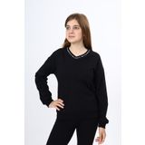 Toontoy Kız Çocuk Okul Baskılı Sweatshirt Siyah 8-9 YAŞ