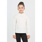 Toontoy Kız Çocuk Okul Dantel Yaka Tişört - Ekru - 14 Yaş